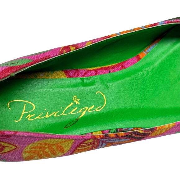 Pointed Toe Floral Flats w/ Green Studded Ankle Straps Women’s 9 New - Picture 5 of 11